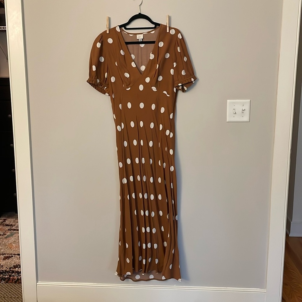 Brown and white poka dot dress